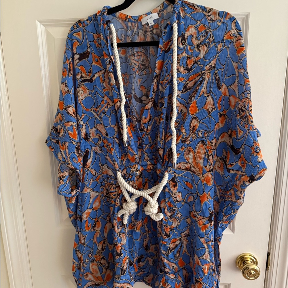 A.L.C. Blue and Orange Patterned Swim Coverup